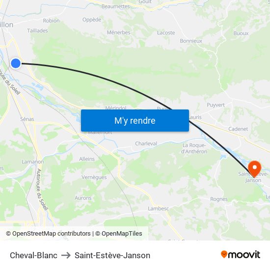 Cheval-Blanc to Saint-Estève-Janson map