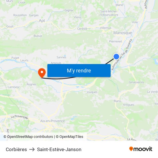 Corbières to Saint-Estève-Janson map