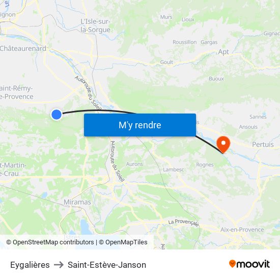 Eygalières to Saint-Estève-Janson map