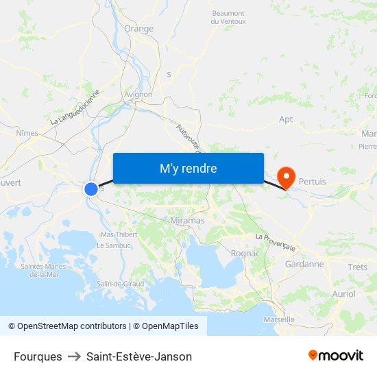 Fourques to Saint-Estève-Janson map