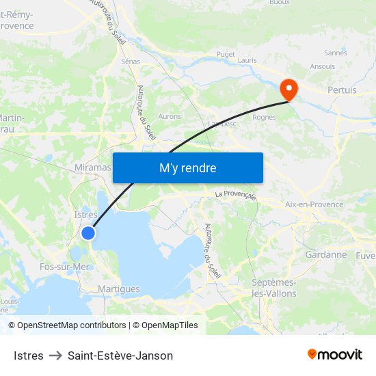 Istres to Saint-Estève-Janson map