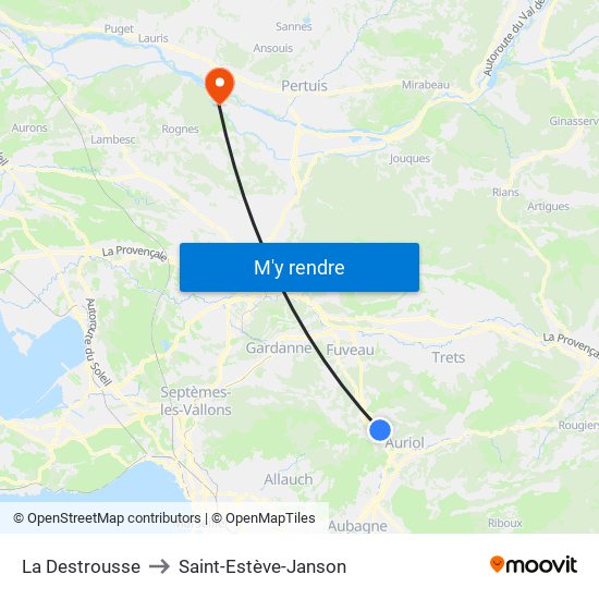 La Destrousse to Saint-Estève-Janson map