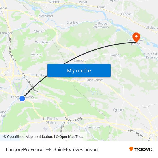 Lançon-Provence to Saint-Estève-Janson map