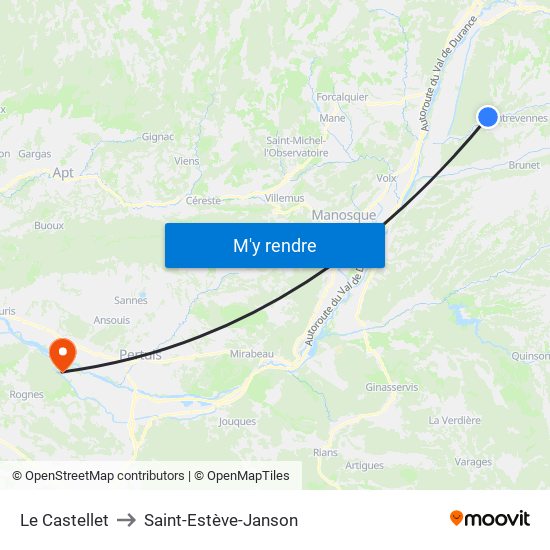 Le Castellet to Saint-Estève-Janson map