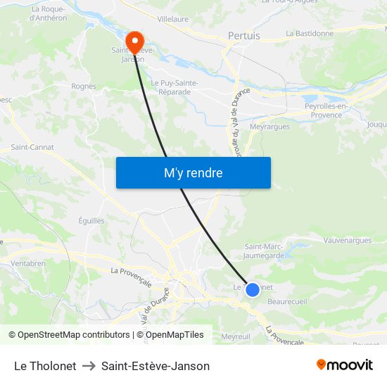 Le Tholonet to Saint-Estève-Janson map
