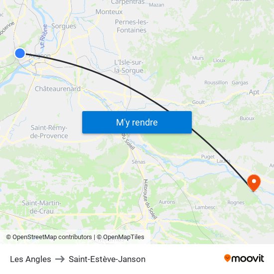 Les Angles to Saint-Estève-Janson map
