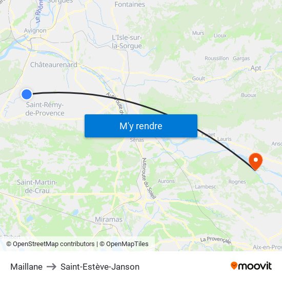 Maillane to Saint-Estève-Janson map