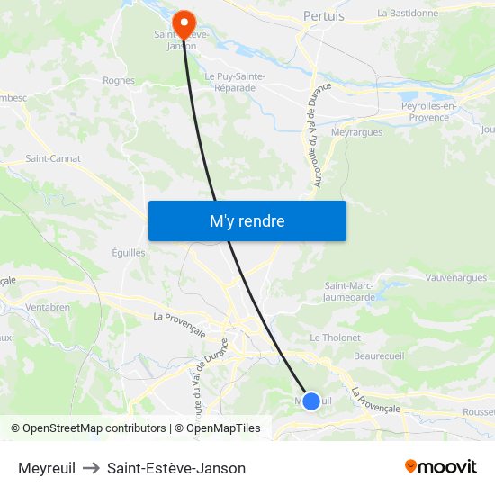 Meyreuil to Saint-Estève-Janson map