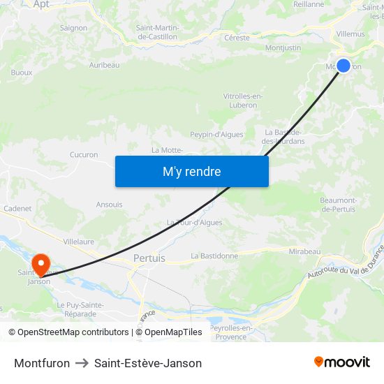 Montfuron to Saint-Estève-Janson map