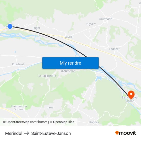 Mérindol to Saint-Estève-Janson map