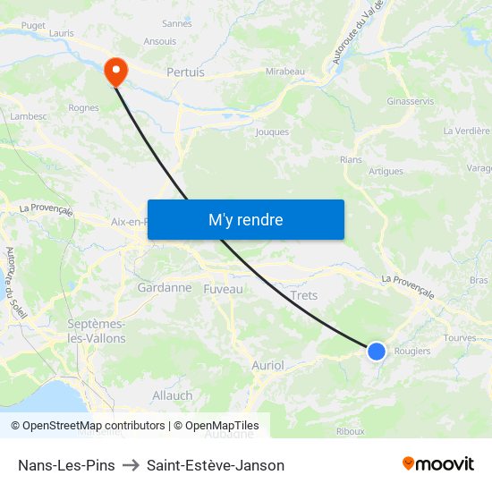 Nans-Les-Pins to Saint-Estève-Janson map