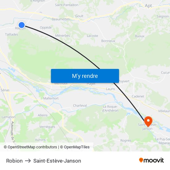 Robion to Saint-Estève-Janson map