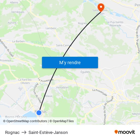 Rognac to Saint-Estève-Janson map