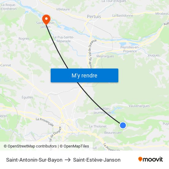 Saint-Antonin-Sur-Bayon to Saint-Estève-Janson map
