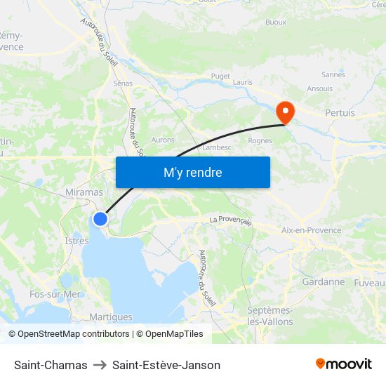 Saint-Chamas to Saint-Estève-Janson map