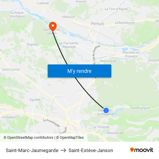 Saint-Marc-Jaumegarde to Saint-Estève-Janson map