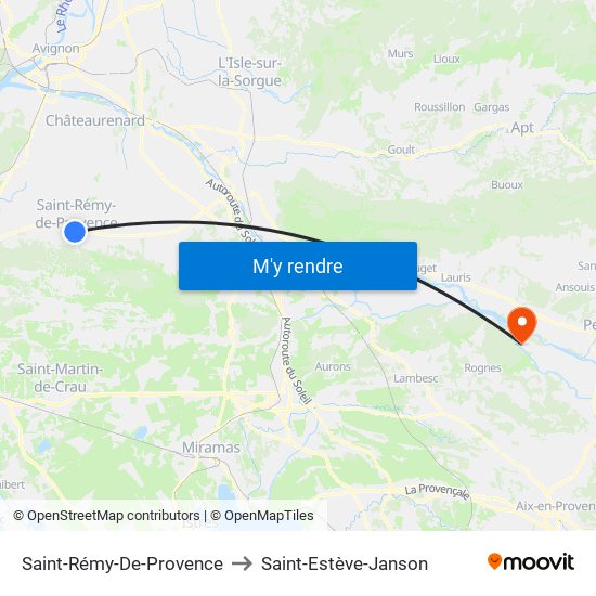 Saint-Rémy-De-Provence to Saint-Estève-Janson map