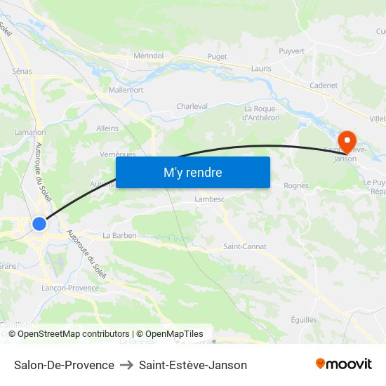 Salon-De-Provence to Saint-Estève-Janson map