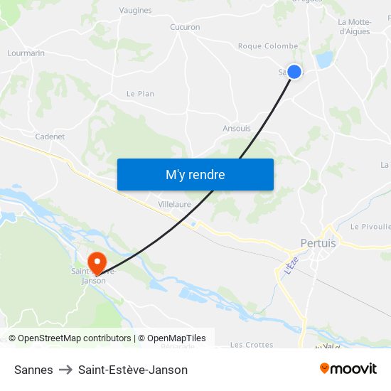 Sannes to Saint-Estève-Janson map