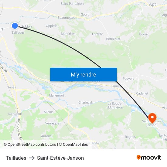 Taillades to Saint-Estève-Janson map