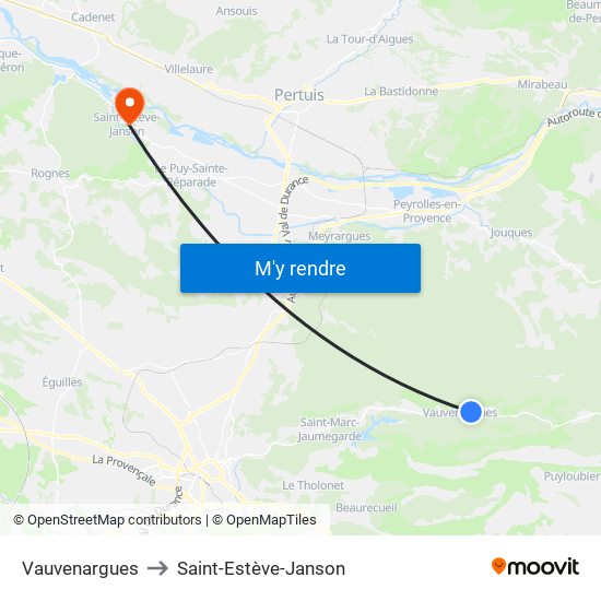 Vauvenargues to Saint-Estève-Janson map