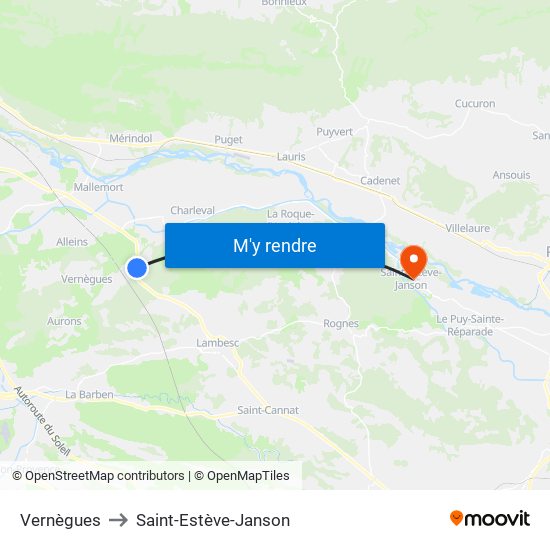 Vernègues to Saint-Estève-Janson map