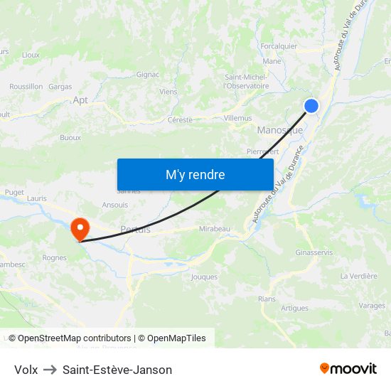 Volx to Saint-Estève-Janson map