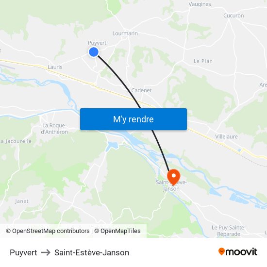 Puyvert to Saint-Estève-Janson map