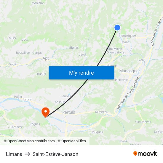 Limans to Saint-Estève-Janson map