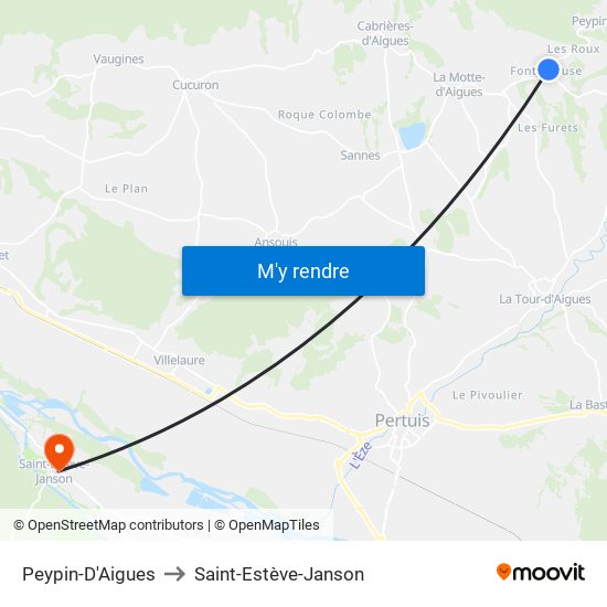 Peypin-D'Aigues to Saint-Estève-Janson map