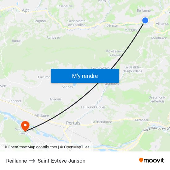 Reillanne to Saint-Estève-Janson map