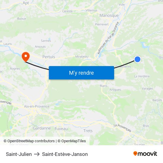 Saint-Julien to Saint-Estève-Janson map