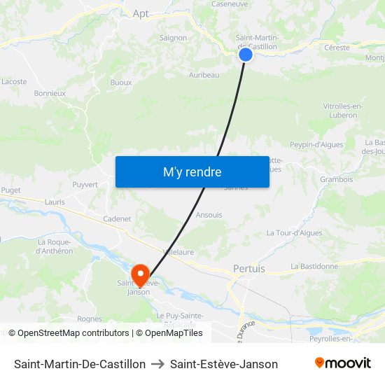 Saint-Martin-De-Castillon to Saint-Estève-Janson map