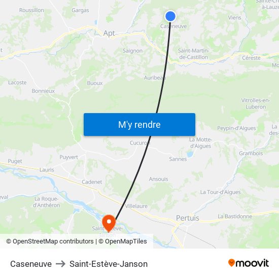Caseneuve to Saint-Estève-Janson map