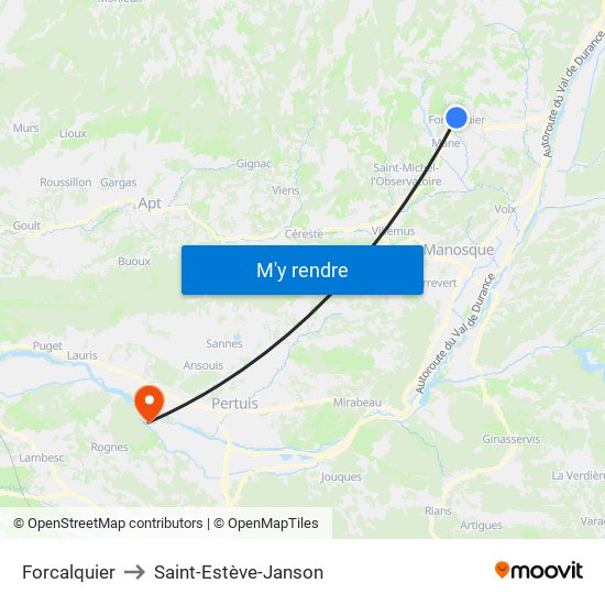 Forcalquier to Saint-Estève-Janson map