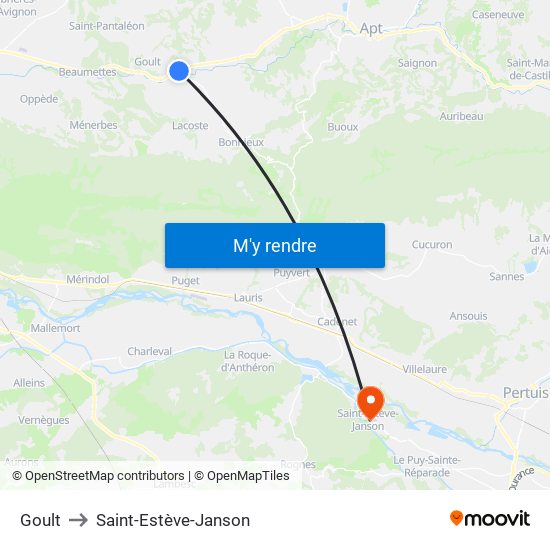 Goult to Saint-Estève-Janson map
