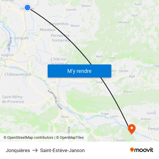 Jonquières to Saint-Estève-Janson map