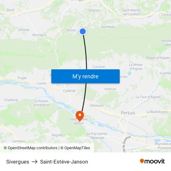 Sivergues to Saint-Estève-Janson map