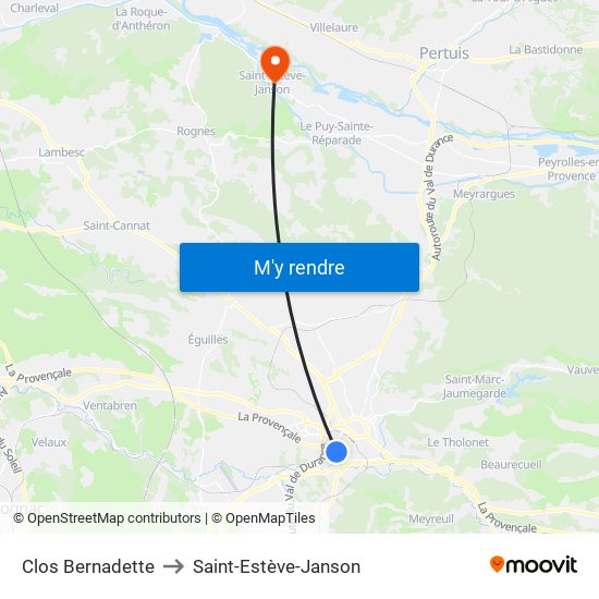 Clos Bernadette to Saint-Estève-Janson map