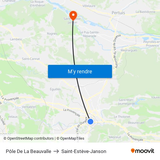 Pôle De La Beauvalle to Saint-Estève-Janson map