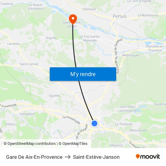 Gare De Aix-En-Provence to Saint-Estève-Janson map