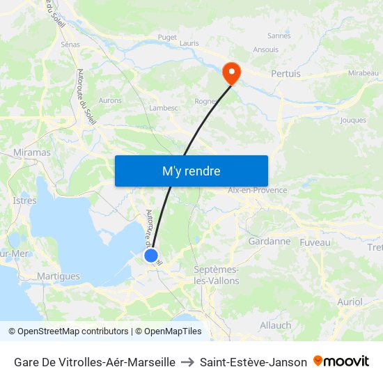 Gare De Vitrolles-Aér-Marseille to Saint-Estève-Janson map