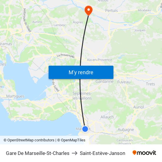 Gare De Marseille-St-Charles to Saint-Estève-Janson map