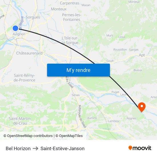 Bel Horizon to Saint-Estève-Janson map