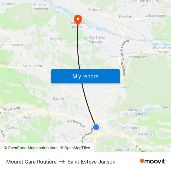 Mouret Gare Routière to Saint-Estève-Janson map