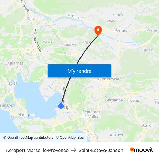 Aéroport Marseille-Provence to Saint-Estève-Janson map