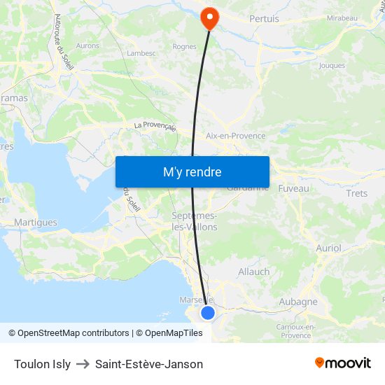 Toulon Isly to Saint-Estève-Janson map