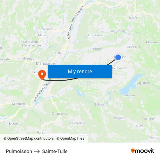 Puimoisson to Sainte-Tulle map