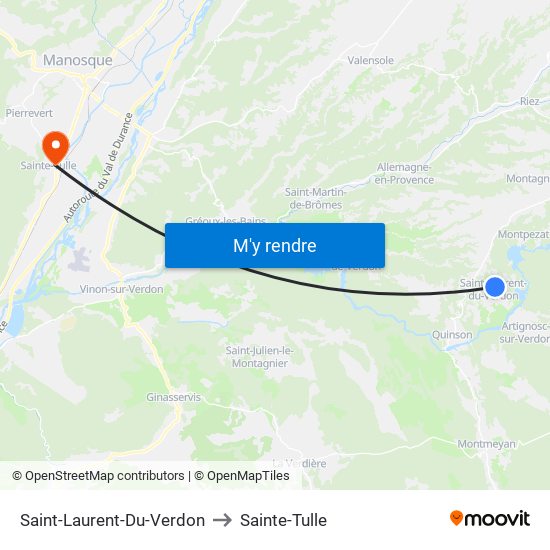 Saint-Laurent-Du-Verdon to Sainte-Tulle map