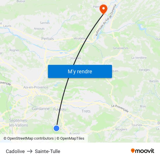 Cadolive to Sainte-Tulle map